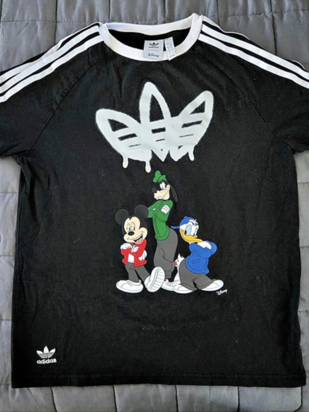 adidas Disney Mickey & Friends Graphic Tee Black & White Girls 13-14